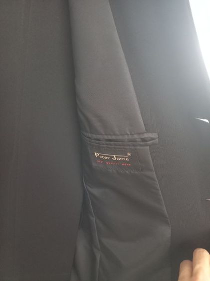 ชุดสูทผู้ชาย 2 ชิ้น สีดำ ยี่ห้อ Peter Jame ไซส์ L เนื้อผ้าอย่างดี งานสั่งตัดร้าน รูปที่ 5