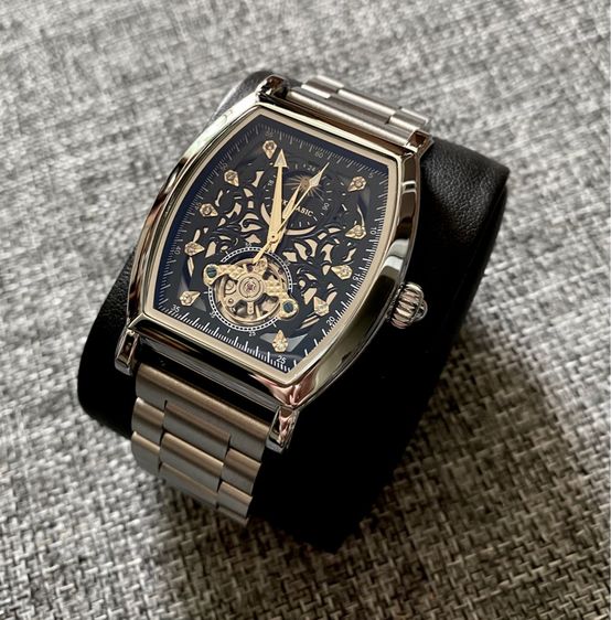 Automatic Skeleton Watch sun moon สานสแตนเลส