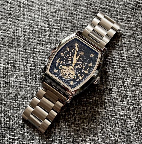 Automatic Skeleton Watch sun moon สานสแตนเลส รูปที่ 4