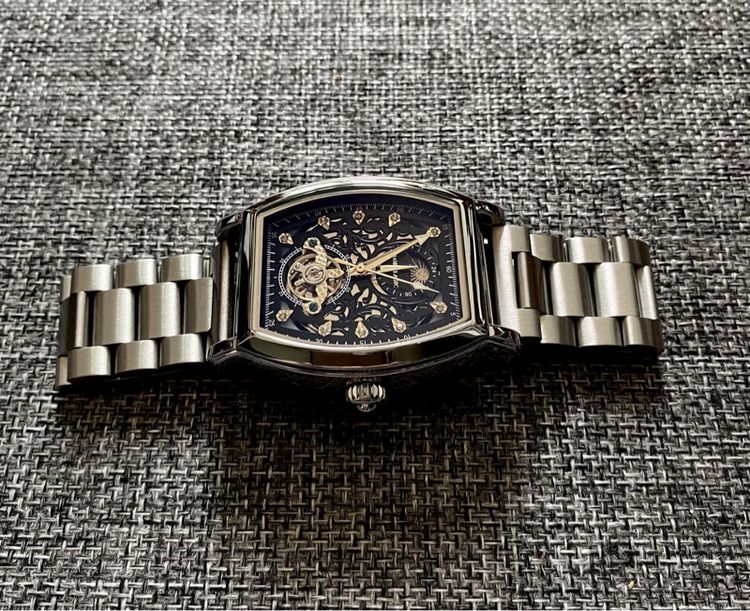 Automatic Skeleton Watch sun moon สานสแตนเลส รูปที่ 5