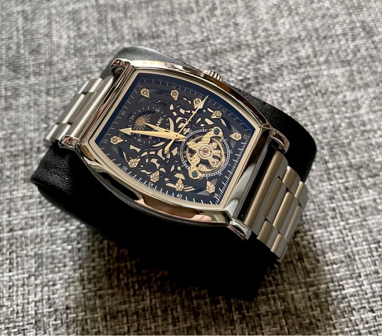 Automatic Skeleton Watch sun moon สานสแตนเลส รูปที่ 2