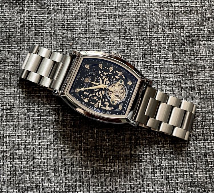 Automatic Skeleton Watch sun moon สานสแตนเลส รูปที่ 6