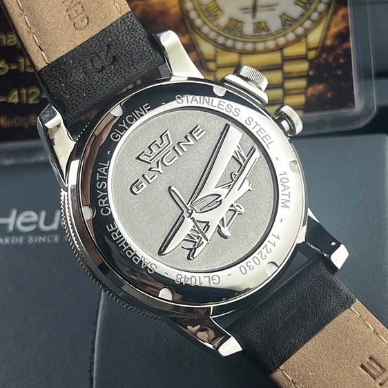 Glycine Airman Worldtimer  GMT Quartz Black Dial Swiss Made รูปที่ 16