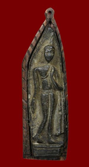 พระปางลีลาเนื้อชินเลี่ยมกรอบไม้ รูปที่ 6