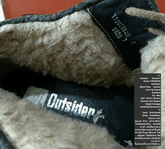 Outsider sneakers, Men's 8UK 42EU(26.8cm) Original ของแท้ มือ 2 สภาพใกล้เคียงของใหม่, รองเท้า Outsider หนังแท้ พื้นเต็ม ไม่มีตำหนิใดๆ สวยมาก รูปที่ 17