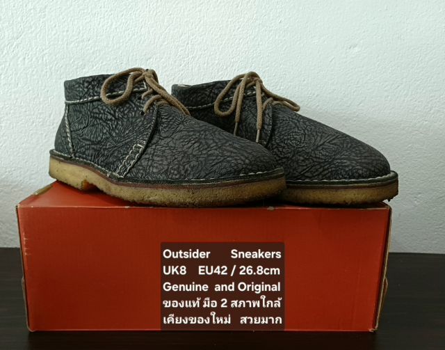 Outsider sneakers, Men's 8UK 42EU(26.8cm) Original ของแท้ มือ 2 สภาพใกล้เคียงของใหม่, รองเท้า Outsider หนังแท้ พื้นเต็ม ไม่มีตำหนิใดๆ สวยมาก รูปที่ 4