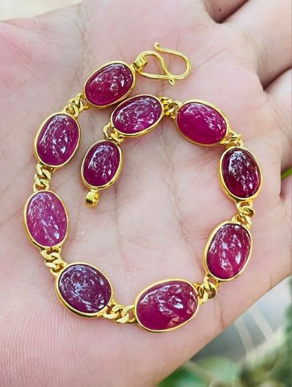 สร้อยข้อมือพลอยทับทิมแท้ทอง 8-9k