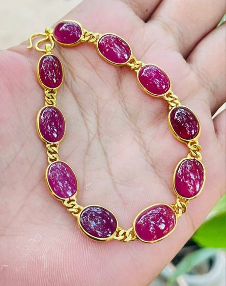 สร้อยข้อมือพลอยทับทิมแท้ทอง 8-9k รูปที่ 2