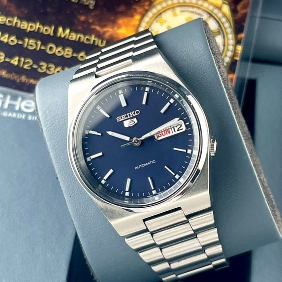 Seiko 5 Automatic Stainless Steel Cal.7S26 Navy Blue Date Dial With Box รูปที่ 6