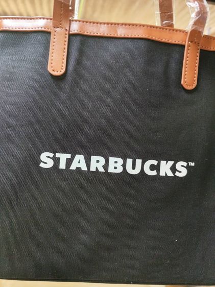 ขายกระเป๋า เนื้อผ้า สายหนัง สตาร์บัคส์ ไม่มีซิป แบบเปิด (Starbucks ) รูปที่ 2