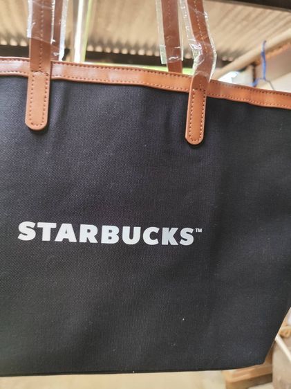 ขายกระเป๋า เนื้อผ้า สายหนัง สตาร์บัคส์ ไม่มีซิป แบบเปิด (Starbucks ) รูปที่ 4