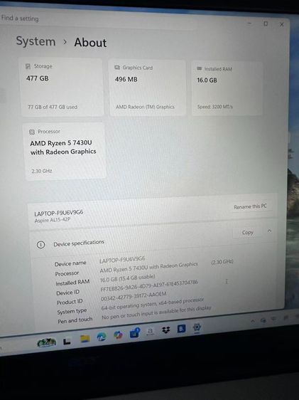 ขายด่วน โน้ตบุ๊ก Acer Aspire AL15-42P รูปที่ 3