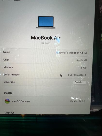 MacBook Air 13-inch M1 (8 Core GPU) Ram 8GB SSD 1TB SpaceGray รูปที่ 4