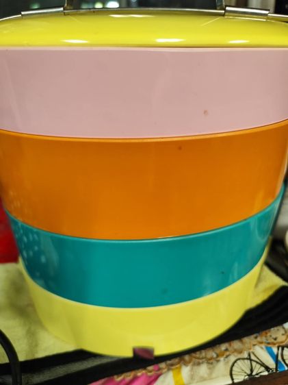 ถุงเเละกล่องใส่อาหาร ขายปิ่นโตเซรามิค สีรุ้ง 4 ชั้น รุ่นมหาโชค