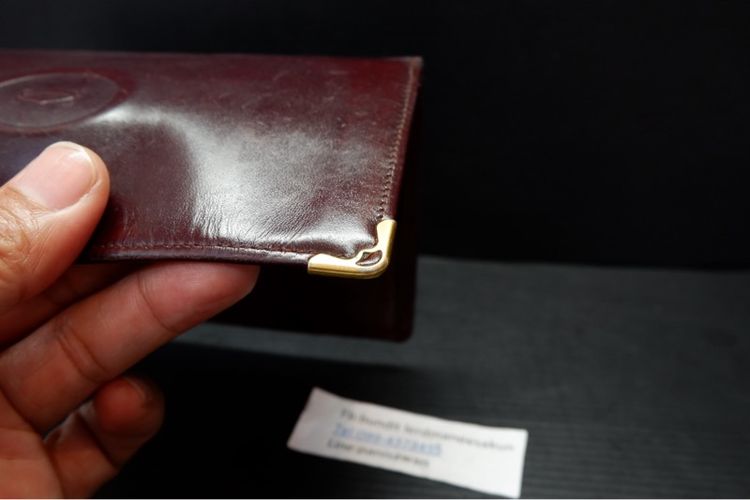 กระเป๋าสตางค์ใบยาววินเทจจากแบรนด์ Cartier รุ่น Must de Cartier สีเเดง burgundy รูปที่ 9