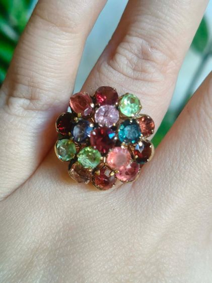 จิวเวอรี่เก่า 📌 งานเก่า แหวนเงินทองแท้ ใบเซอร์ทอง 32 เปอร์เซ็นต์ พลอยแท้ ♥️💚🩷💙ไซส์ 53 