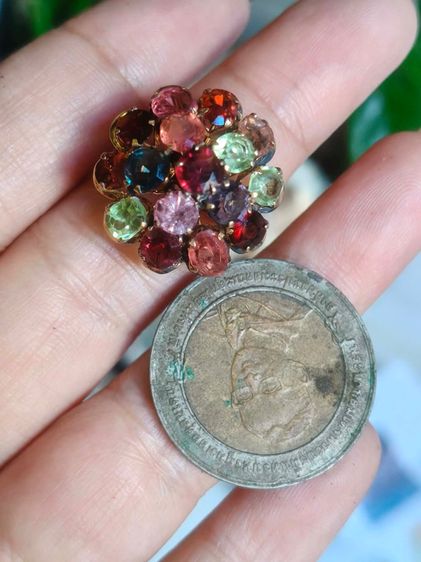 📌 งานเก่า แหวนเงินทองแท้ ใบเซอร์ทอง 32 เปอร์เซ็นต์ พลอยแท้ ♥️💚🩷💙ไซส์ 53  รูปที่ 6