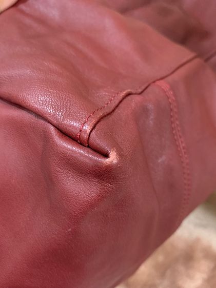 👜 Longchamp Le Pliage Cuir หนังแท้ สีแดงไวน์ หายาก Size M รูปที่ 18