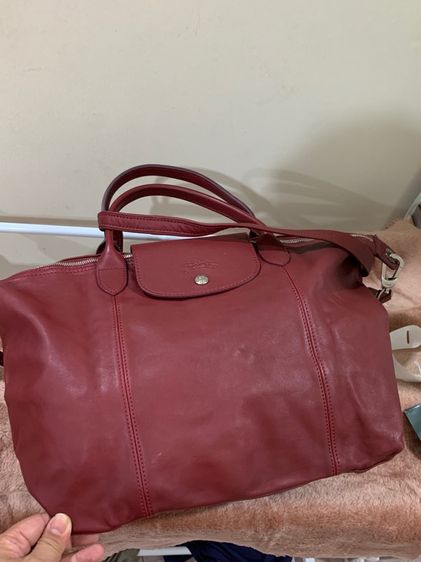 ไม่ระบุ 👜 Longchamp Le Pliage Cuir หนังแท้ สีแดงไวน์ หายาก Size M
