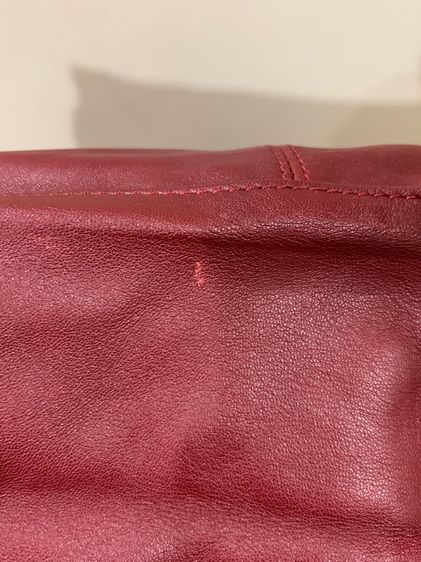 👜 Longchamp Le Pliage Cuir หนังแท้ สีแดงไวน์ หายาก Size M รูปที่ 15