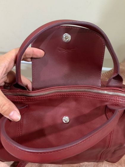 👜 Longchamp Le Pliage Cuir หนังแท้ สีแดงไวน์ หายาก Size M รูปที่ 10