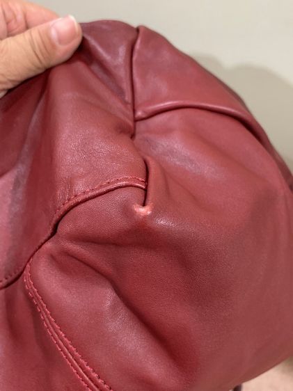 👜 Longchamp Le Pliage Cuir หนังแท้ สีแดงไวน์ หายาก Size M รูปที่ 17