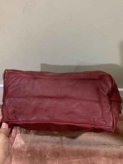 👜 Longchamp Le Pliage Cuir หนังแท้ สีแดงไวน์ หายาก Size M รูปที่ 13