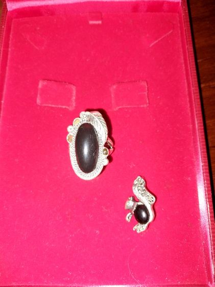 แหวนและเข็มกลัดเนื้อเงิน