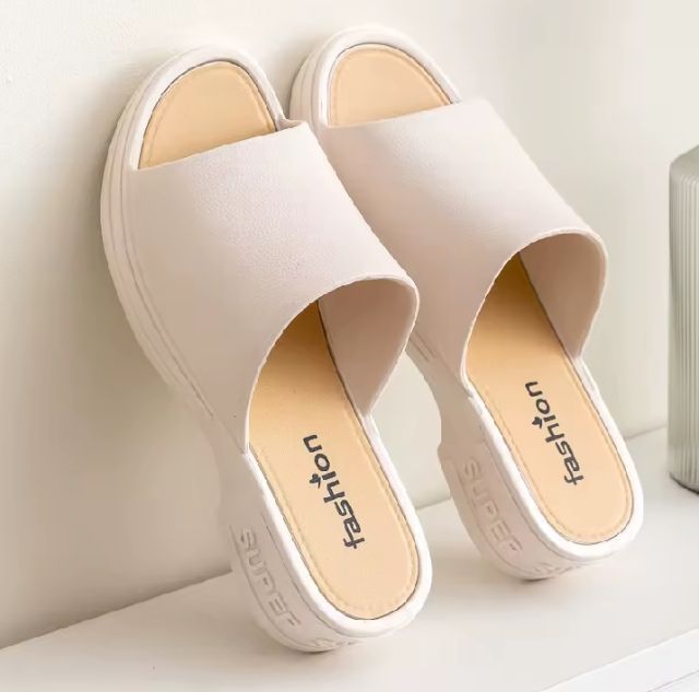 รองเท้าแตะผู้หญิง เสริมส้น5ซม. ส้นแบน เพิ่ม1เบอร์ แฟชั่น กันลื่น ใส่สบาย น้ำหนักเบา รองเท้าปากปลา ขนาด 36-41 รูปที่ 4