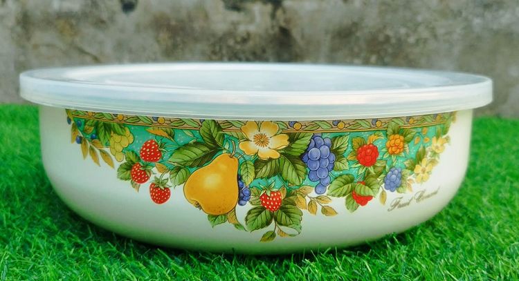 ชุดชามเคลือบ Enamel แนววินเทจ ลายผลไม้ (Fruit Concert) สามชิ้น พร้อมฝาปิด นำเข้าจากญี่ปุ่น รูปที่ 7