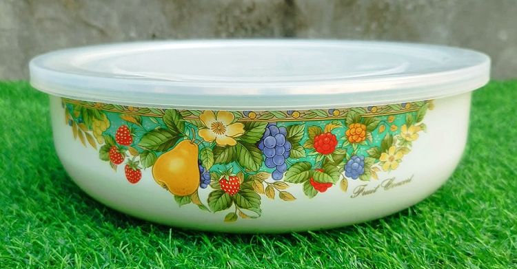 ชุดชามเคลือบ Enamel แนววินเทจ ลายผลไม้ (Fruit Concert) สามชิ้น พร้อมฝาปิด นำเข้าจากญี่ปุ่น รูปที่ 5