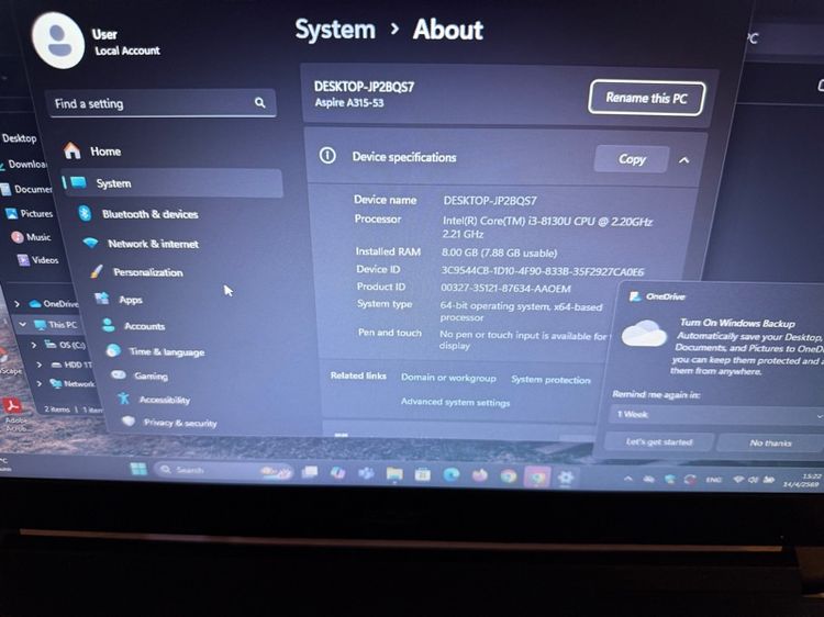 โน๊ตบุ๊ค acer Aspire3 รูปที่ 3
