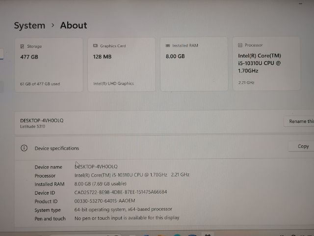 Dell 5310 13นิ้ว Full HD i5 GEN10 M2 256GB Nvme แรม 8GB DDR4 แบตดูหนังได้ 3ชั่วโมงผ่านไวไฟ สุขสวัสดิ์52 กทม รูปที่ 2