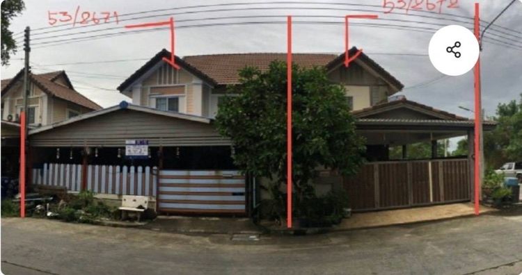 ขายบ้านแฝดพฤกษา20 2หลังติดกันหลังริม พร้อมคนเช่า1หลัง