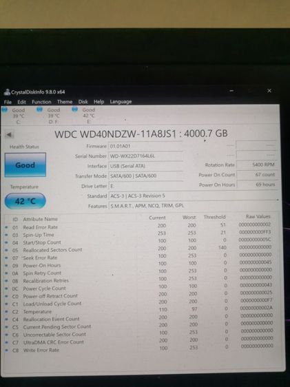 My passaport 4TB USB3.0  ใช้มาแค่ 69ชัวโมงใหม่มาก สุขภาพดี ผลสแกนแบบละเอียดเขียวหมด รูปที่ 3