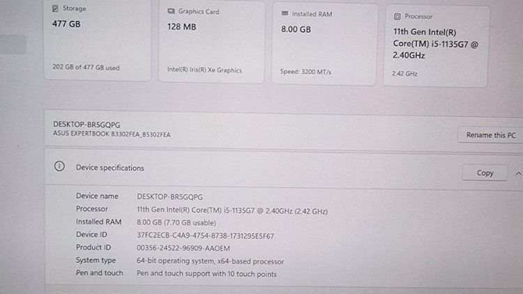 Asus expert book corei5 8GB รูปที่ 2