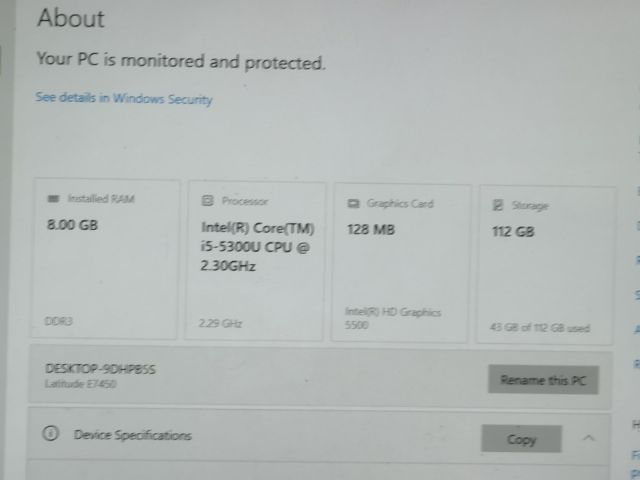 Dell Lattude 7450 ตัวบาง 14นิ้ว จอ Full HD i5 GEN5 5300U SSD128GB RAM8GB  แบตไม่เก็บ สุขสวัสดิ์52 กทม รูปที่ 5