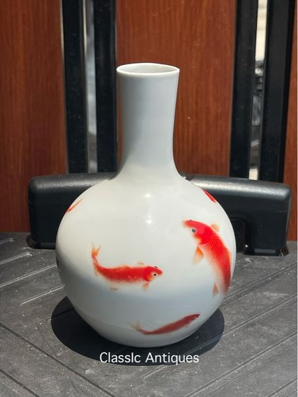 แจกันกังไส ลายปลาหลีฮื้อมงคล เก่าสะสม รูปที่ 2