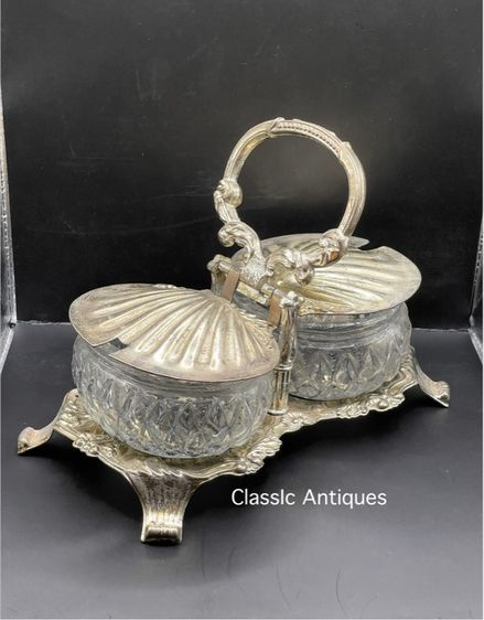 ชุดเครื่องปรุง ทรงเปลือกหอย ซิลเวอร์เพลส Silver Plate เก่าสะสม