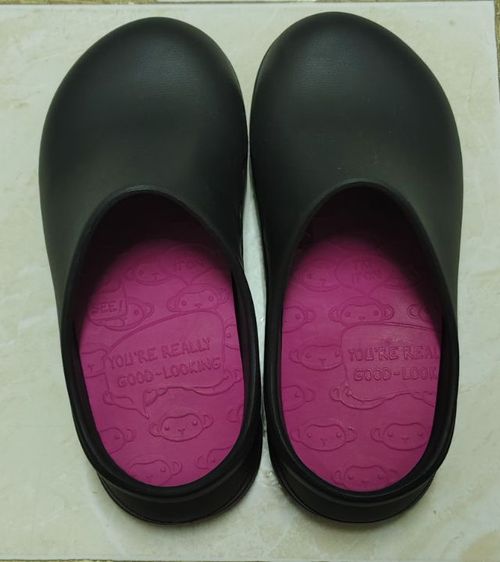 รองเท้า Clogs พื้นนุ่ม(สีดำ-ชมพู) รูปที่ 2