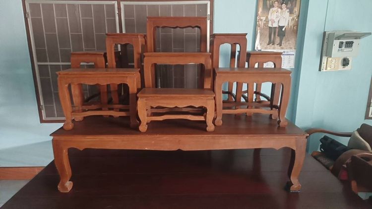 อื่นๆ น้ำตาล โต๊ะหมู่บูชาไม้สักทอง  9 ขนาด 80x150x110