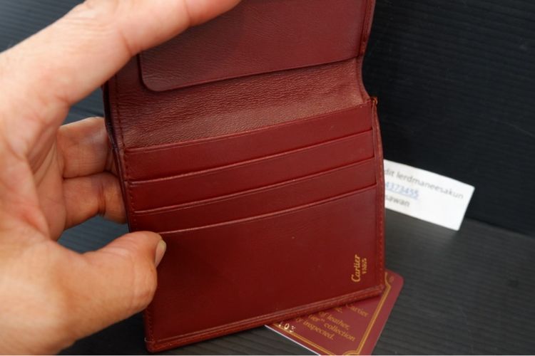 กระเป๋าสตางค์ Cartier Must de Cartier วินเทจ สีBurgundy ปี90 พร้อมการ์ดเดิม 1,550 บาท รูปที่ 6