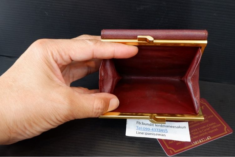 กระเป๋าสตางค์ Cartier Must de Cartier วินเทจ สีBurgundy ปี90 พร้อมการ์ดเดิม 1,550 บาท รูปที่ 12