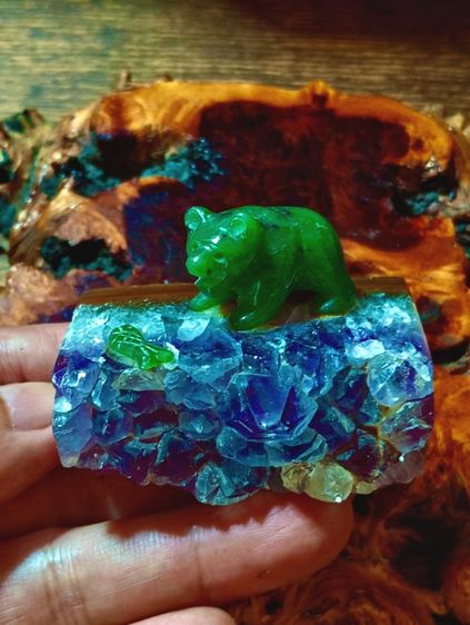 USA.หมีกริซลี่หยกแท้แกะมือสุดงามสภาพเยี่ยมจากอเมริกา รูปที่ 5