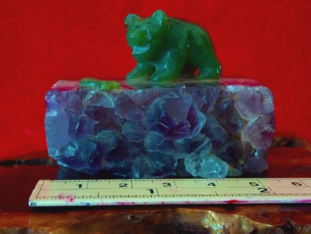 USA.หมีกริซลี่หยกแท้แกะมือสุดงามสภาพเยี่ยมจากอเมริกา รูปที่ 9