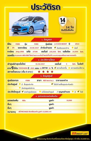 Ford Fiesta 2014 1.0 Sport Sedan เบนซิน ไม่ติดแก๊ส เกียร์อัตโนมัติ ฟ้า รูปที่ 2
