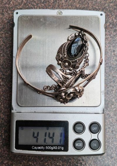 ชุดกำไลข้อมือและเเหวนเงินแท้ หัวนิล งานเก่า หนึ่งเดียวสวยมาก ราคาแบ่งปันครับ รูปที่ 14