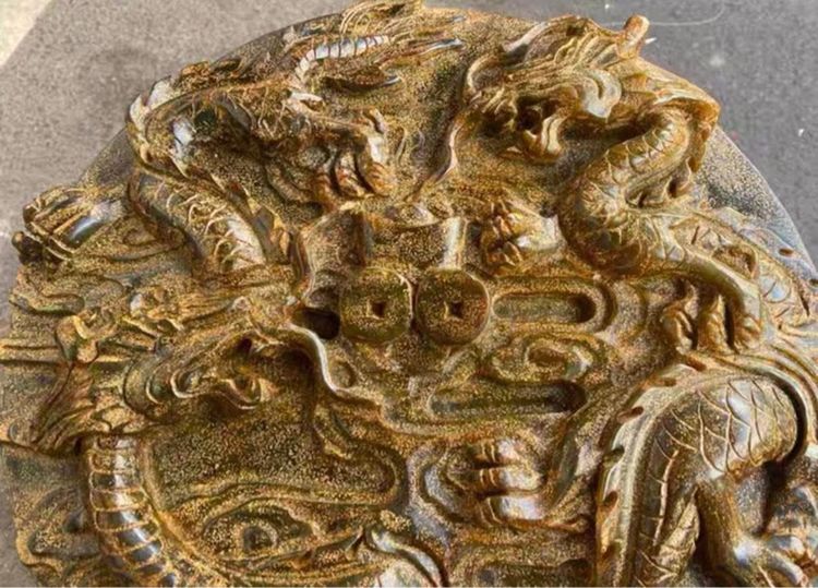 ✨แผ่นหินมังกรคู่ แกะสลักเป็นรูปมังกรคู่ รูปที่ 3