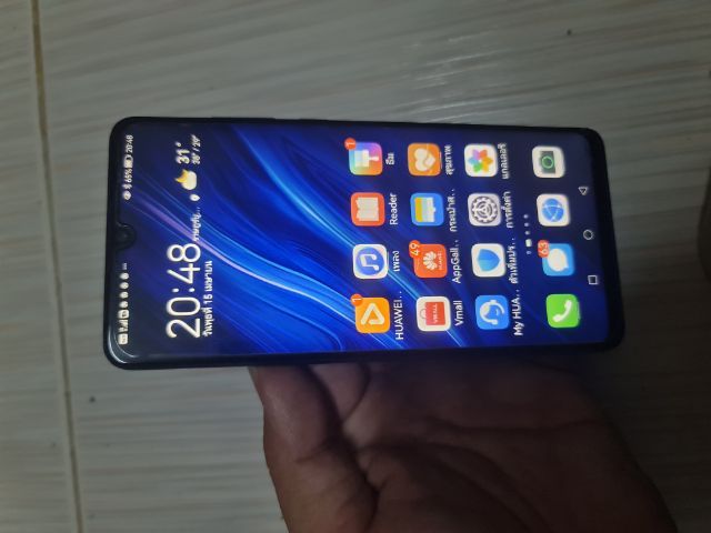 Huawei P30 6.1นิ้ว Kirin980 8 Core 128GB แรม 6GB แบตดี กล้องชัด hamoney os ใช้งานปกติมี play store โหลดได้ปกติ  สแกนหน้าไก็ สแกนนิ้วไม่ได้