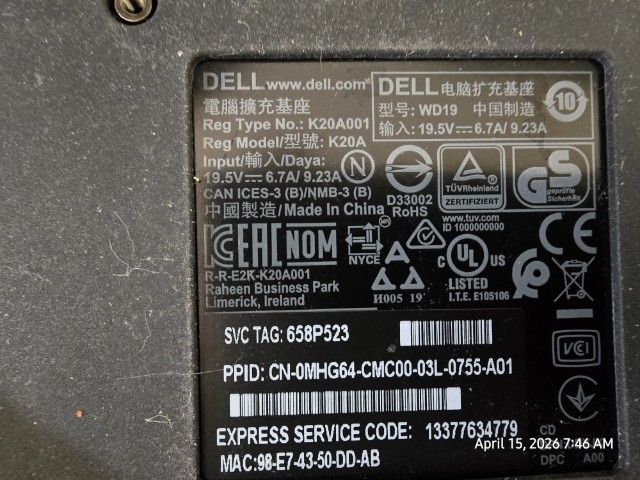 Dell Dockstation WD15 รูปที่ 3